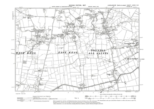 East and West Keal, Toynton All Saints and St Peter, Lincolnshire in 1907 : 82SE