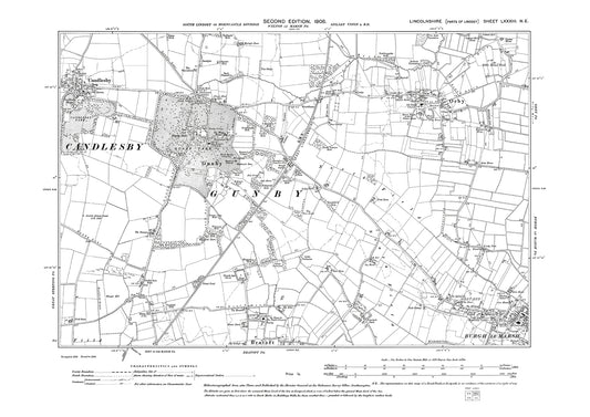 Burg le Marsh (north), Oerby, Candlesby, Gunby, Bratoft (north), Lincolnshire in 1906 : 83NE