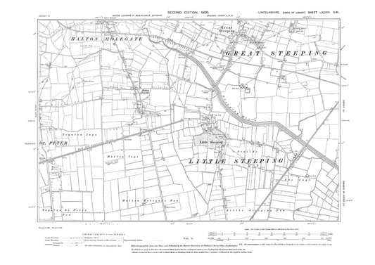 Great and Little Steeping, Halton Holegate (south), Toynton St Peter (south), Lincolnshire in 1906 : 83SW