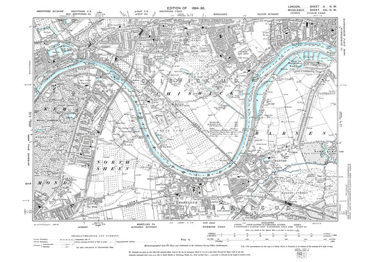 Chiswick, Barnes, Kew, Mortlake, North Sheen, Turnham Green, old map London 1896, 10NW