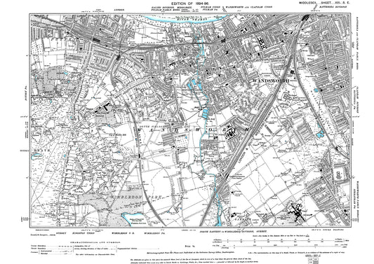 Wandsworth, Wimbledon Park, Putney (south), old map London 1896, 10SE