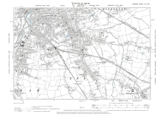 Lewisham, Lee, Mottingham (north) old map London 1896, 12SW