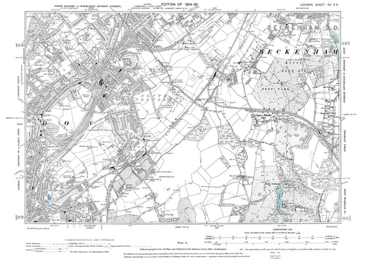 South Norwood, Woodside, Elmers End, Croydon (northeast), old map London 1896, 15SE