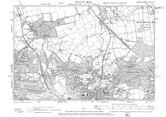 Bromley (north)  Plaistow, Beckenham (northeast), Grove Park, Southend, old map London 1896, 16NW