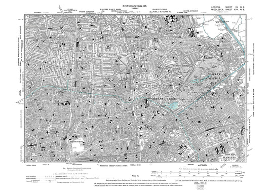 Hackney, Shoreditch, Bethnal Green, Balls Pond, Kingsland, Dalston, Hagerston, Homerton Old Ford, old map London 1896, 7NE