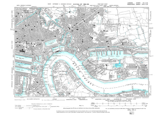 Canning Town, Blackwall, Royal Victoria Dock, old map London 1896, 8SW