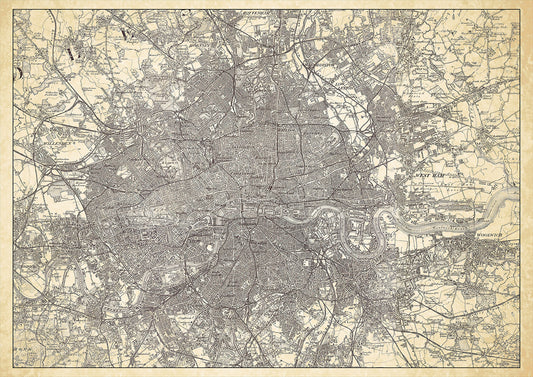 London in 1898, showing the town and the surrounding area