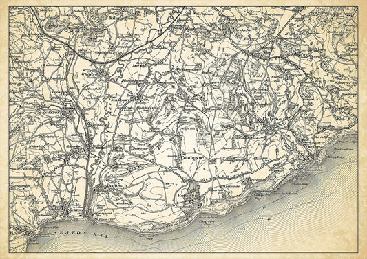 Lyme Regis in 1898, showing the town and the surrounding area