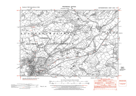 Newtown (north), Llanllwchaiarn, old map Montgomery 1949: 36SE