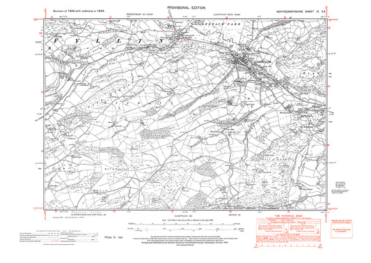 Llanfyllin, old map Montgomery 1949: 9SE