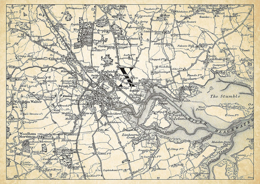 Maldon in 1898, showing the town and the surrounding area