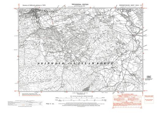 Dolgelley south, old map Merionith 1949: 37NE