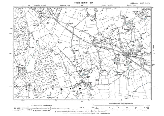 Pinner, Eastcote, Ruislip Common, Middlesex in 1897 : 10NW