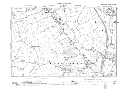 Edgware (south), Burnt Oak, Kingsbury Green, The Hyde, Middlesex in 1897 : 11NW