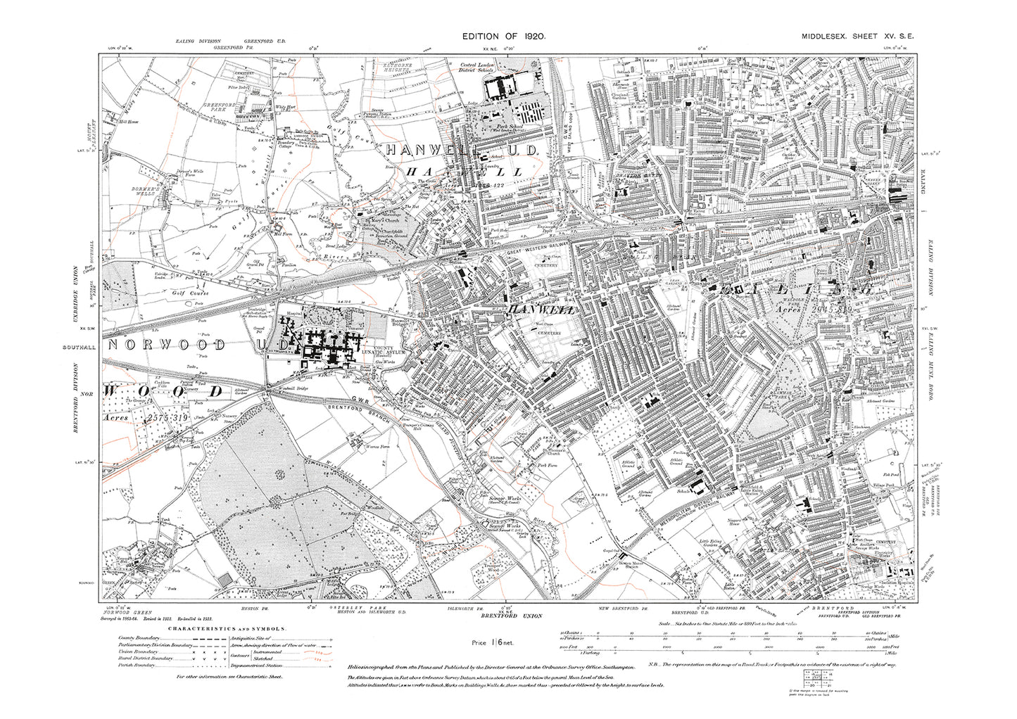 Hanwell with parts of Brentford & Ealing, Middlesex in 1920 : 15SE