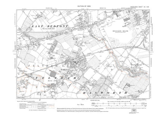 Feltham, Hounslow Heath, East Bedfont (east), Middlesex in 1920 : 20SW
