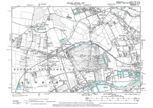 Sunbury Common, Hanworth, Felthamhill, Hampton (west), Kempton Park, Marling Park, Middlesex in 1897 : 25NW