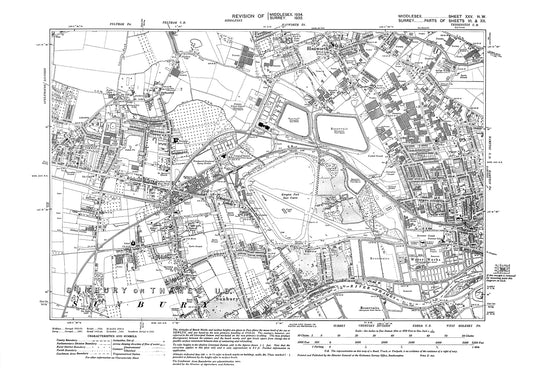 Sunbury Common, Hanworth, Felthamhill, Hampton (west), Kempton Park, Marling Park, Middlesex in 1934 : 25NW