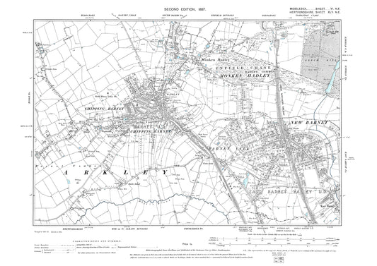 New Barnet, Barnet Vale, Chipping Barnet, Monken Hadley, Middlesex in 1898 : 6NE