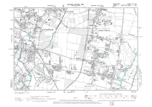 Enfield (east), Enfield Highway, Ponders End, Middlesex in 1898 : 7NE