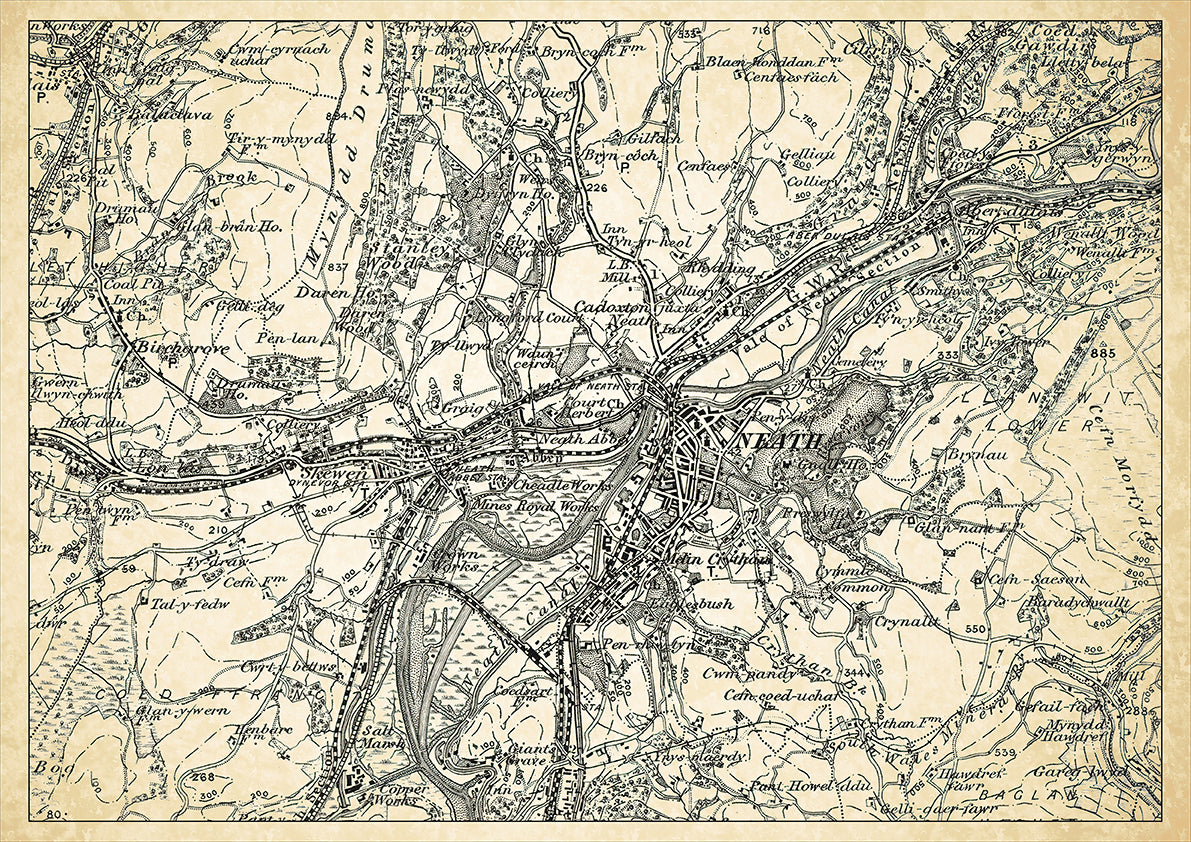 Neath Map Neath in 1898, showing the town and the surrounding area – Old Map ...