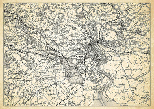 Newport in 1898, showing the town and the surrounding area