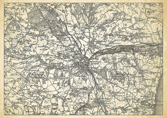 Newton Abbot in 1898, showing the town and the surrounding area