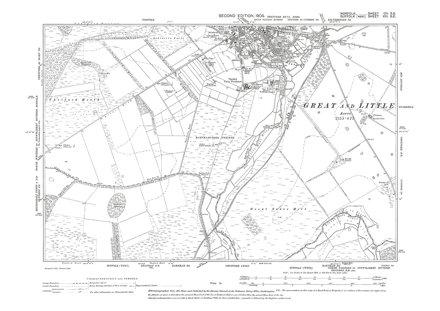 Thetford, Norfolk in 1905: 102SE