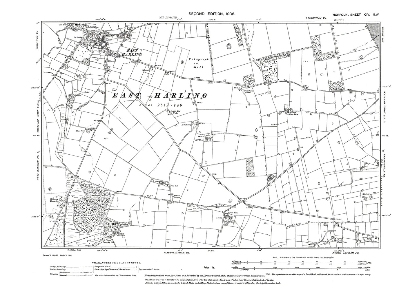 East Harling, Norfolk in 1906: 104NW