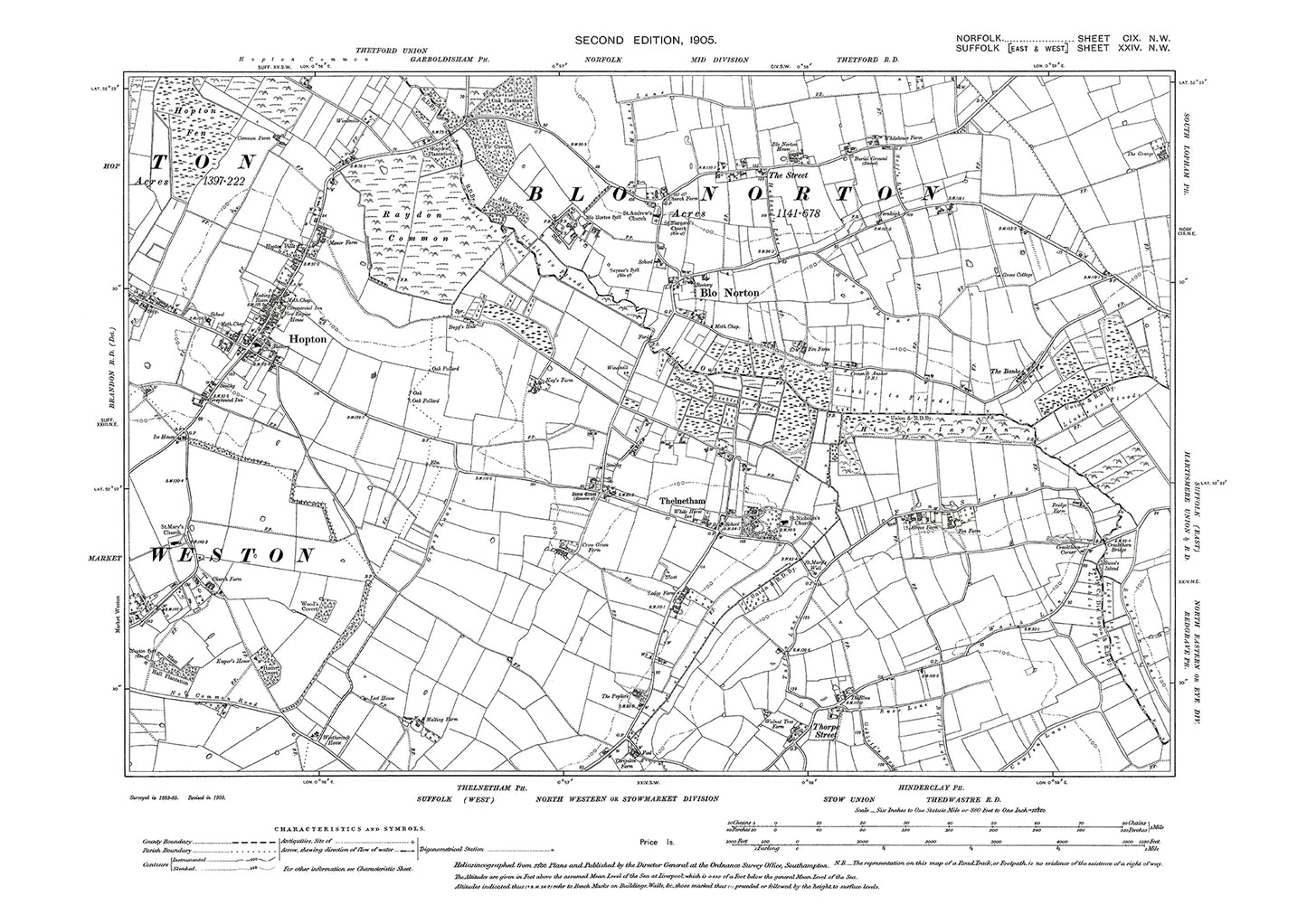 Blo Norton, Norfolk in 1905: 109NW