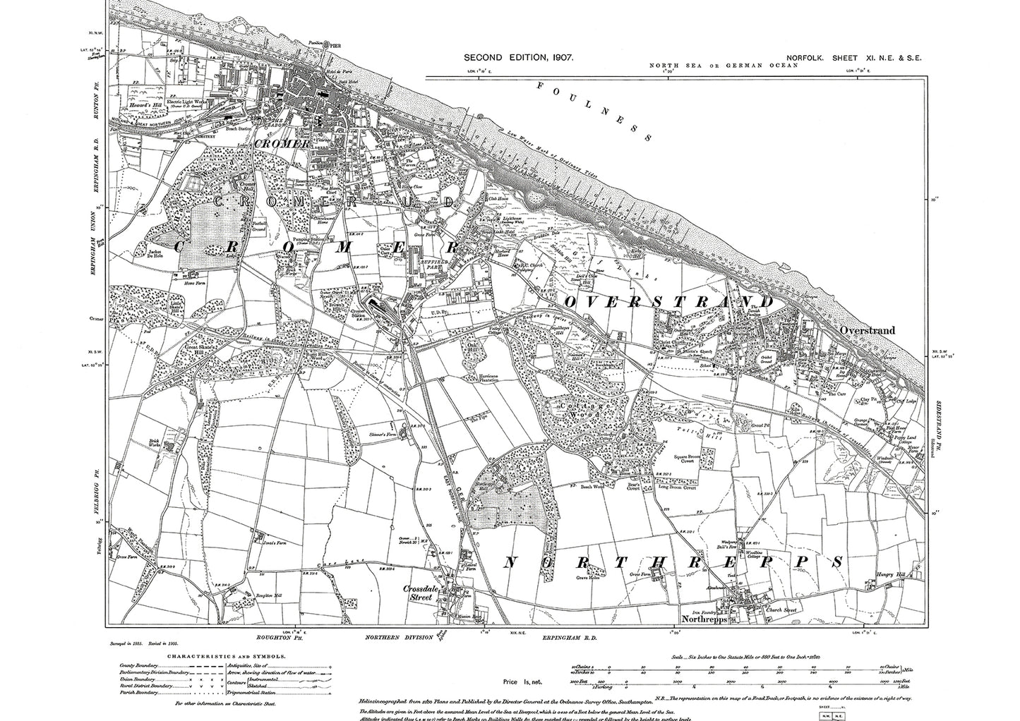 Cromer, Overstrand, Northrepps, Norfolk in 1907: 11NE