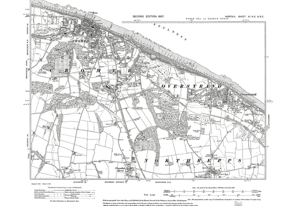 Cromer, Overstrand, Northrepps, Norfolk in 1907: 11NE – Old Map Downloads