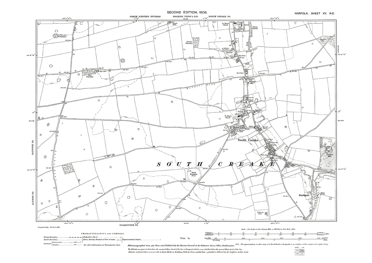 South Creake, Norfolk in 1906: 15NE