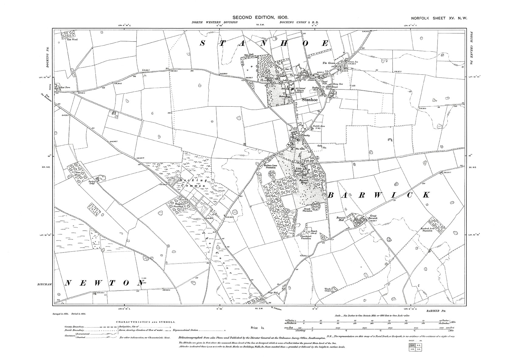 Stanhoe Stanhoe, Barwick, Norfolk in 1906: 15NW – Old Map Downloads