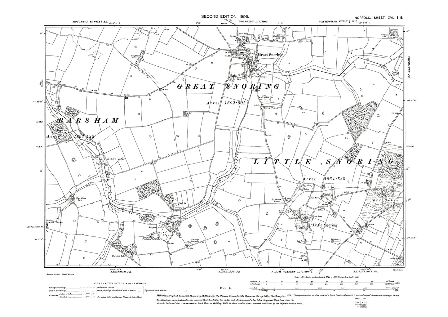 Great Snoring, Little Snoring, Norfolk in 1906: 16SE