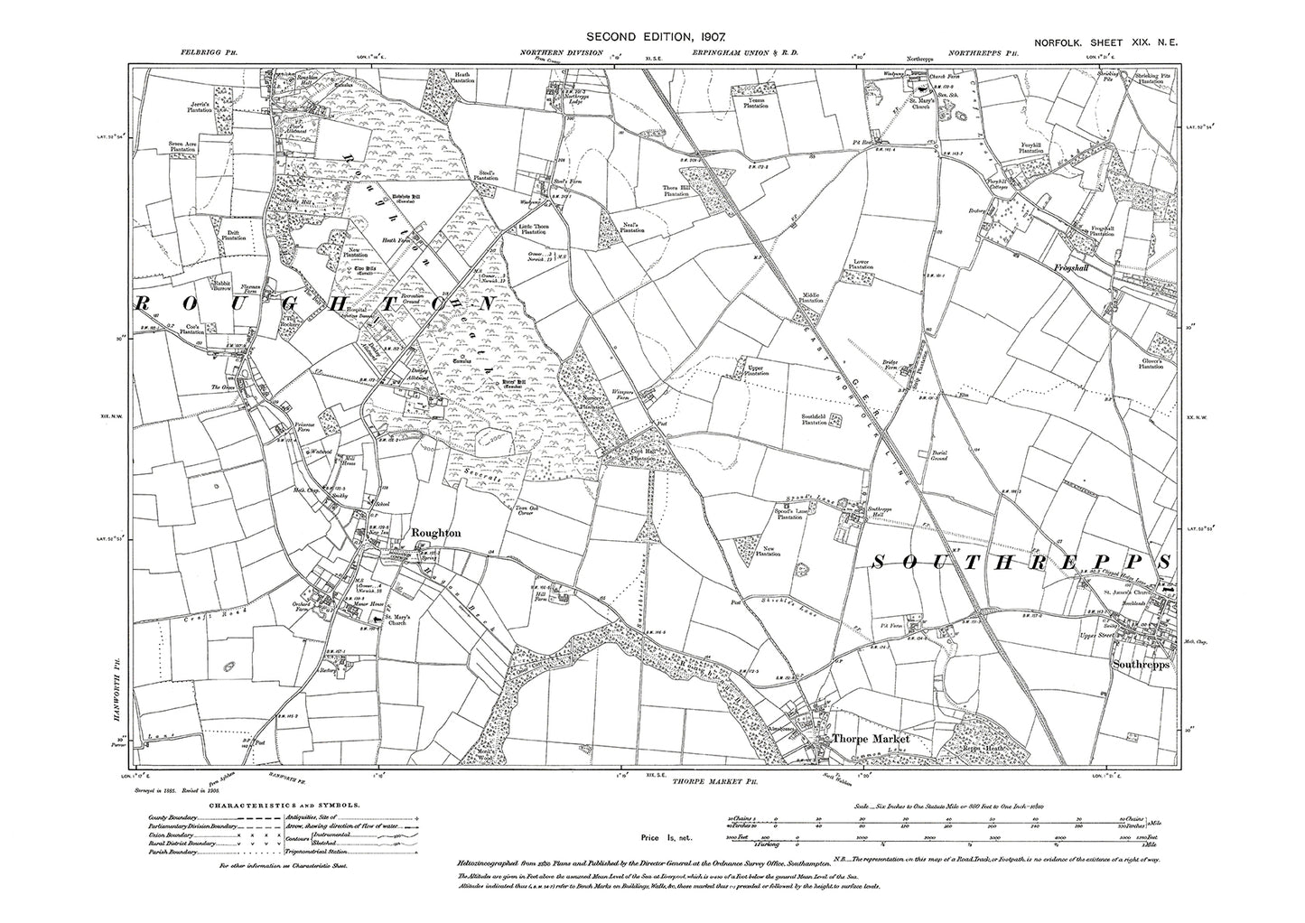 Roughton, Thorpe Market, South Repps, Norfolk in 1907: 19NE