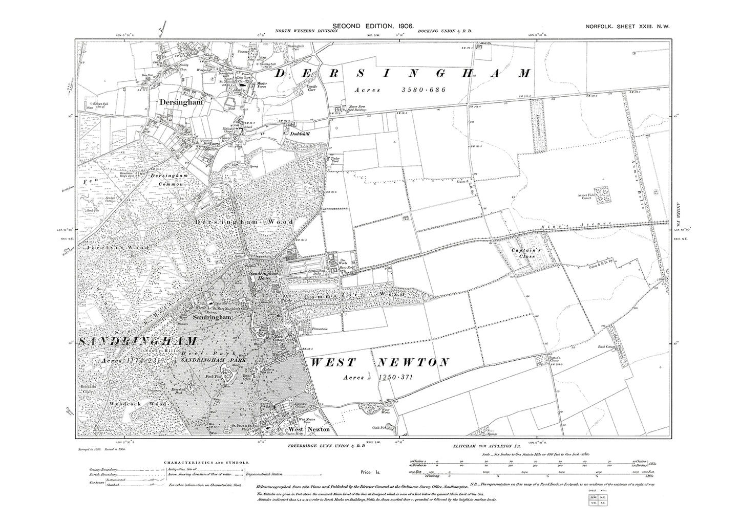 Sandringham, Dersingham, West Newton, Norfolk in 1906: 23NW