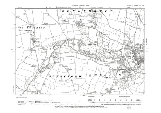 Fakenham, Hempton, Sculthorpe, Shereford, Norfolk in 1906: 25NW