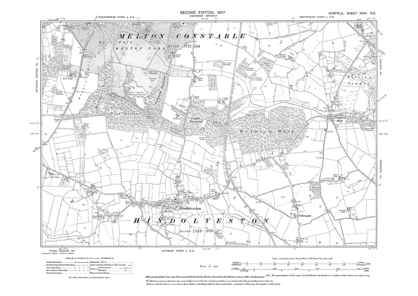 Hindolveston, Briston, Norfolk in 1907: 26NE