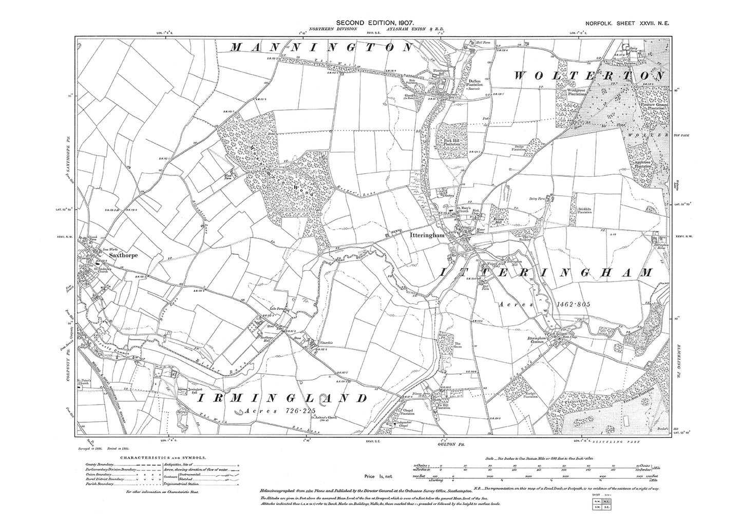 Itteringham, Saxthorpe, Norfolk in 1907: 27NE