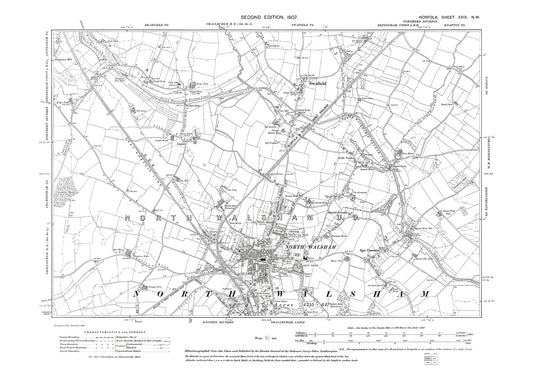 North Walsham, Swafield, Norfolk in 1907: 29NW