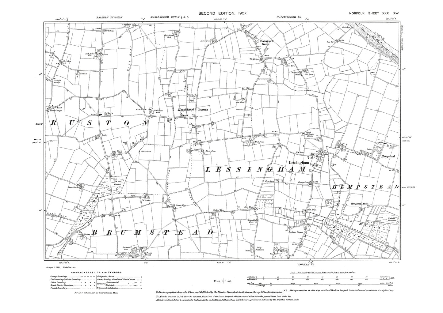 Lessingham, Happisburgh Common, Norfolk in 1907: 30SW