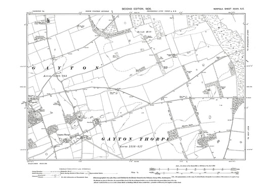 Gayton Thorpe, Norfolk in 1906: 34SE