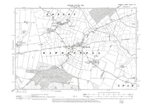 Bawdeswell, Foxley, Norfolk in 1907: 37SE