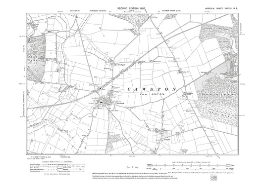 Cawston, Norfolk in 1907: 38NE