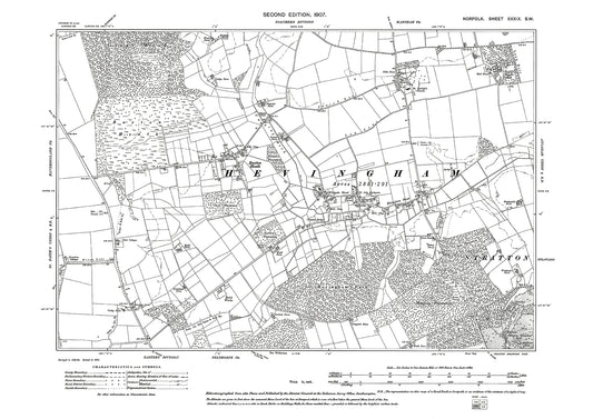 Heavingham, Buxton Heath, Norfolk in 1907: 39SW