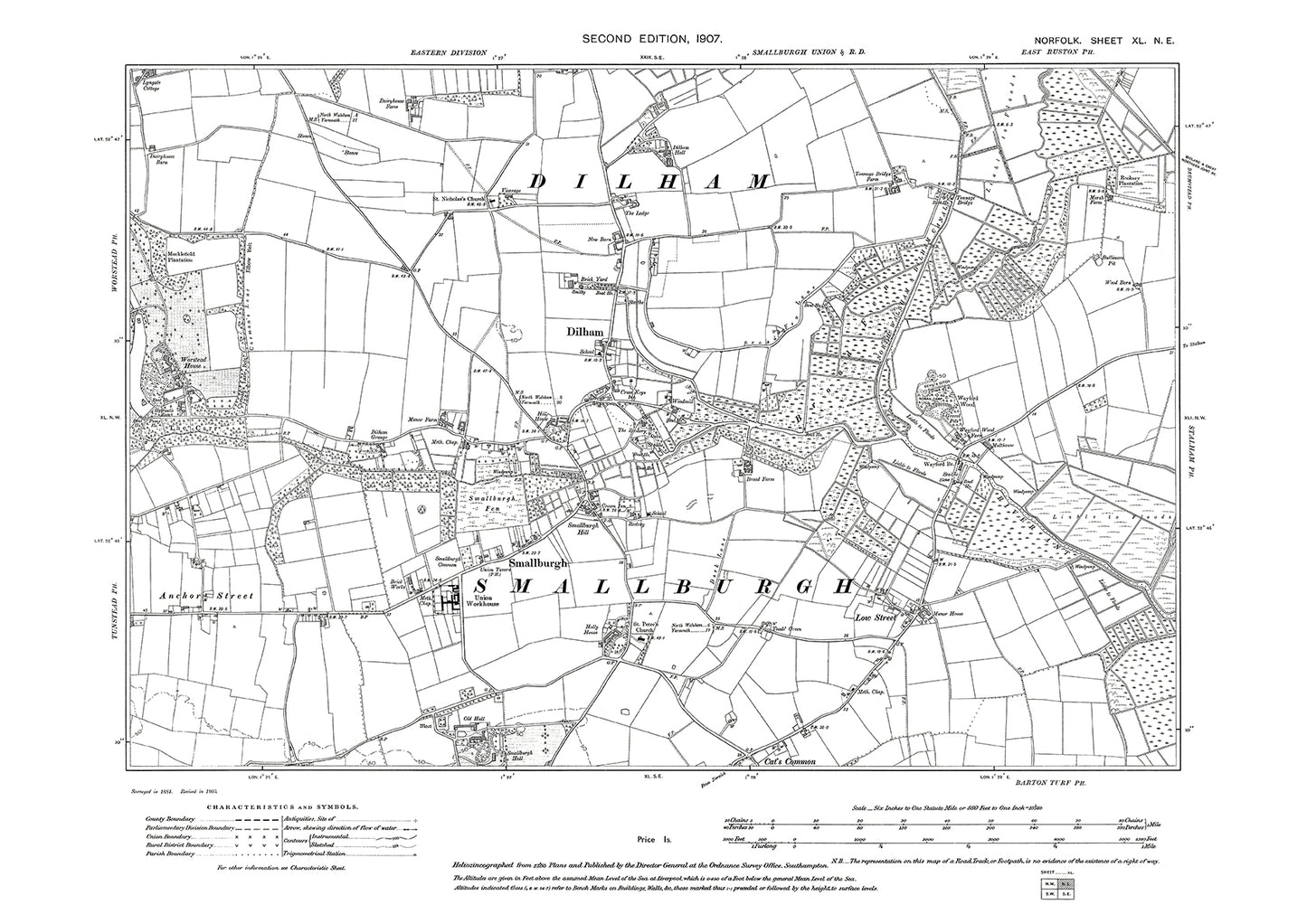 Dilham, Smallburgh, Norfolk in 1907: 40NE