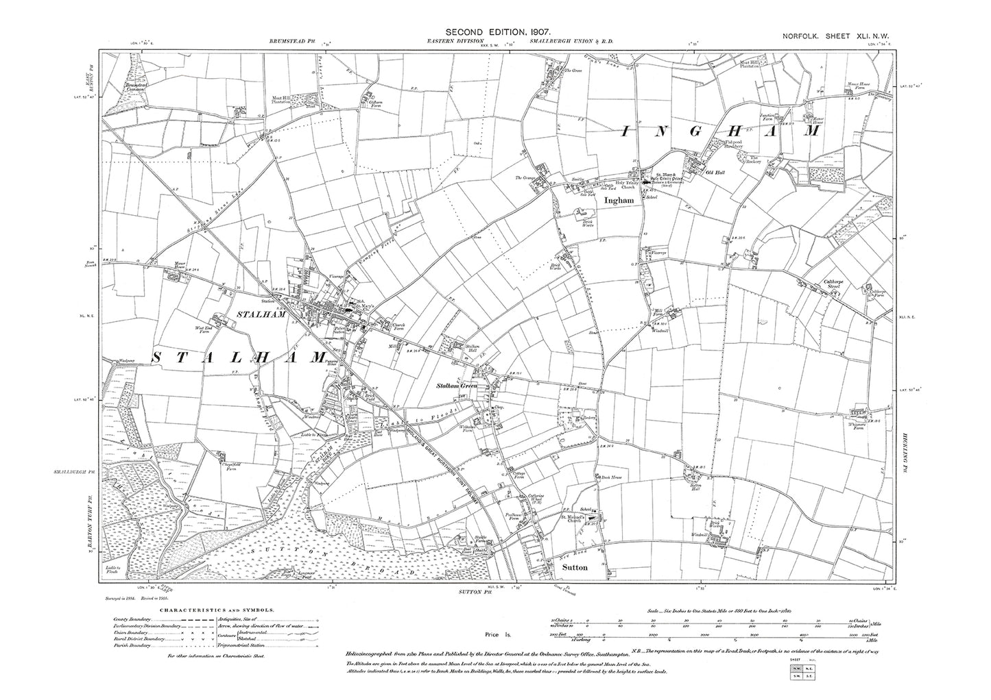 Stalham, Ingham, Sutton, Norfolk in 1907: 41NW