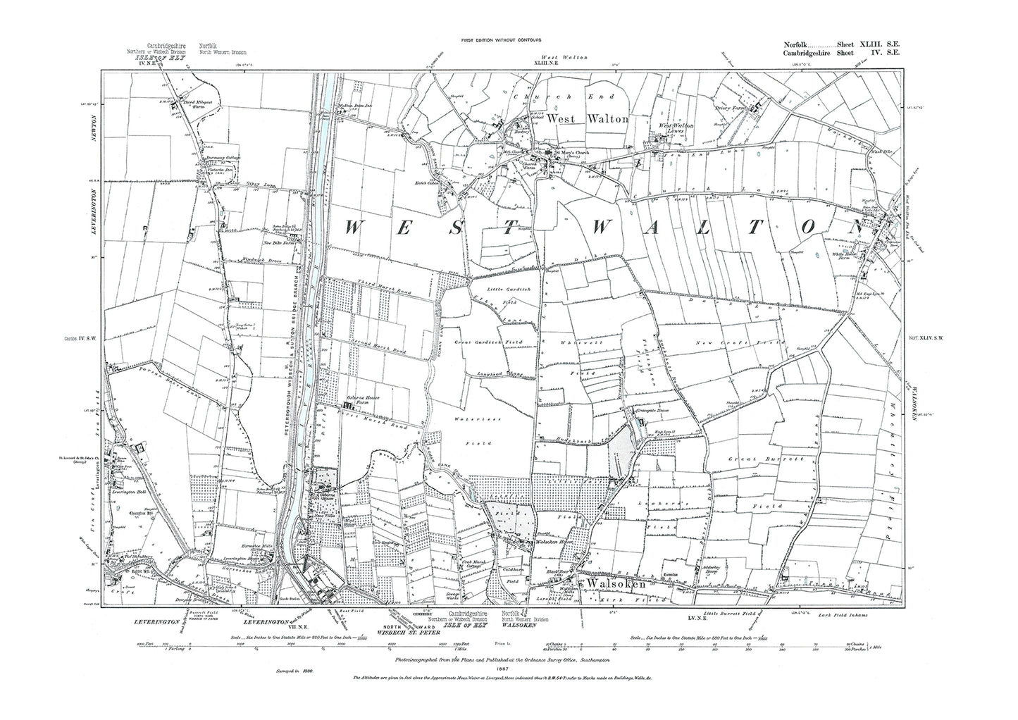 West Walton, Walsoken, Norfolk in 1887: 43SE