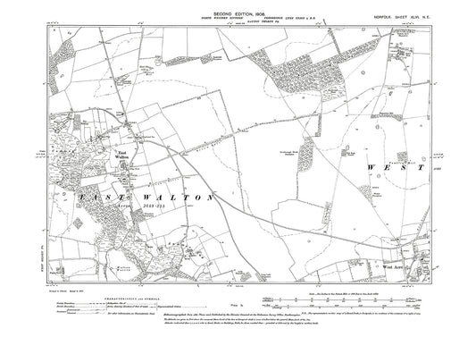 East Walton, West Acre, Norfolk in 1906: 46NE